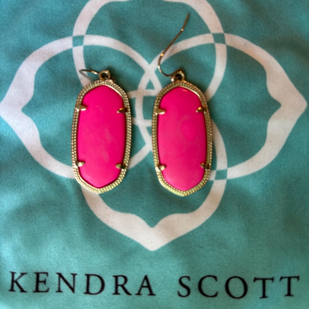 Kendra Scott Drop Earrings Hot Pink